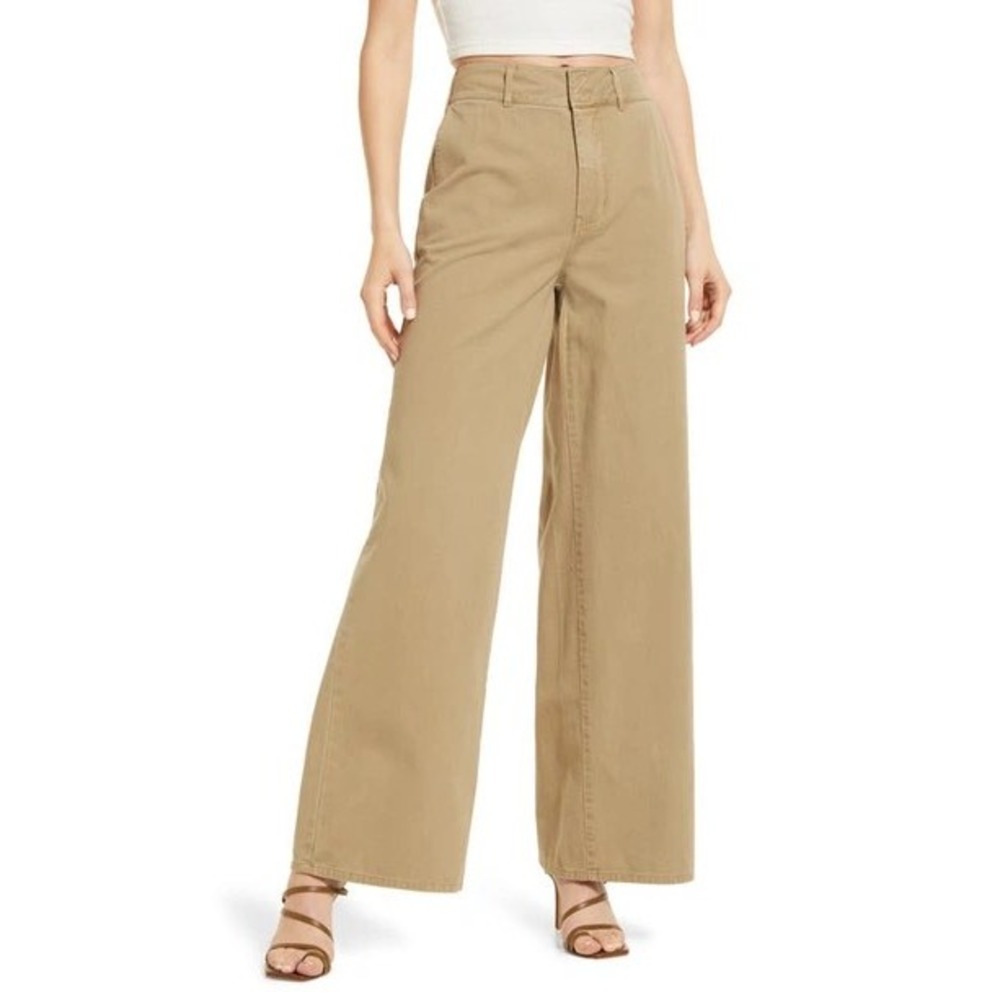 Good American Relaxed Skate‎ Wide Leg Khaki Cotton Pants Size 10/30
